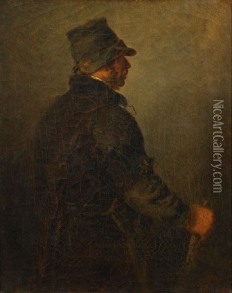Homme Au Chapeau Oil Painting - Anton Burger
