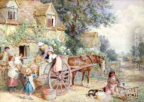 Loading the Cart for Market Oil Painting - Myles Birket Foster