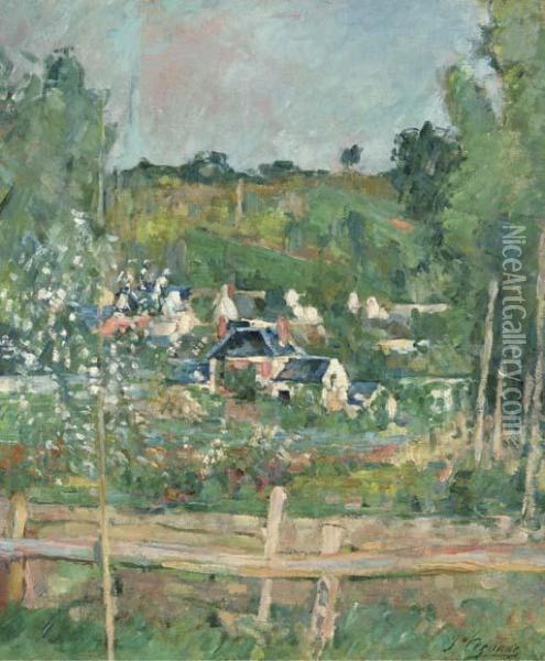 Vue D'auvers-sur-oise; La Barriere Oil Painting - Paul Cezanne