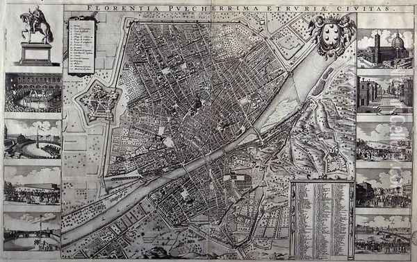 Map of the City of Florence Oil Painting - Wenceslaus Hollar