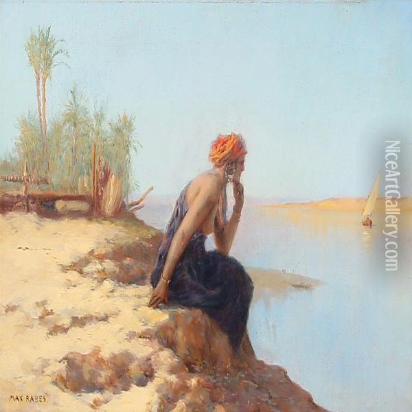 Abend Am Nil Bei Assuan Oil Painting - Max Friedrich Rabes