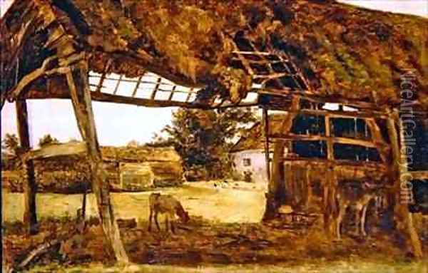 Old Farm Shed Oil Painting - William Davis
