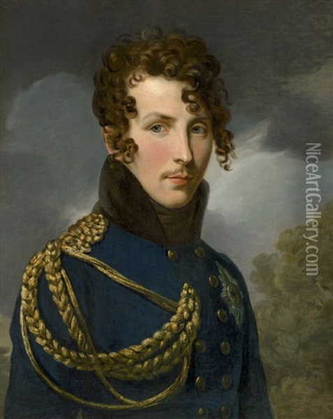 Portrait Prinz Wilhelm Von Preusen D. A. In Der Uniform Des Brandenburgischen Dragoner-regiments Prinz Wilhelm Oil Painting - Wilhelm Hensel