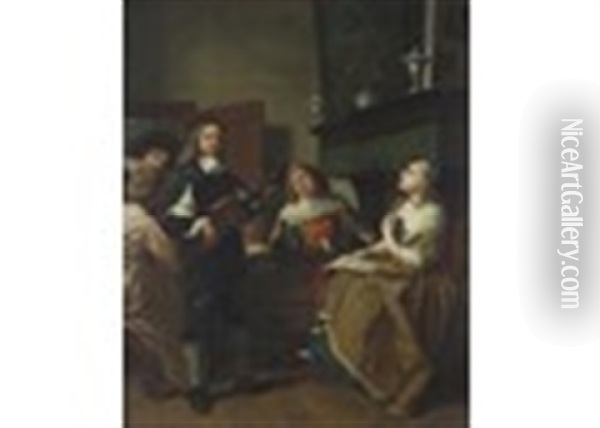 A Musical Evening Oil Painting - Jan Josef Horemans the Younger