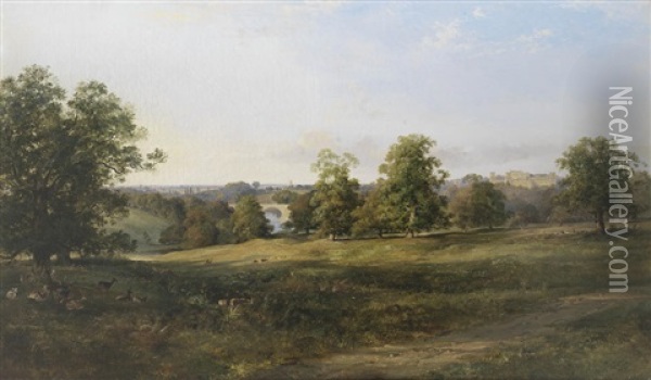 Blenheim From The Deer Park Oil Painting - George Edwards Hering