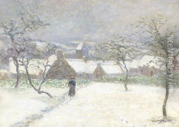 La Neige A Mortain Oil Painting - Gustave Loiseau