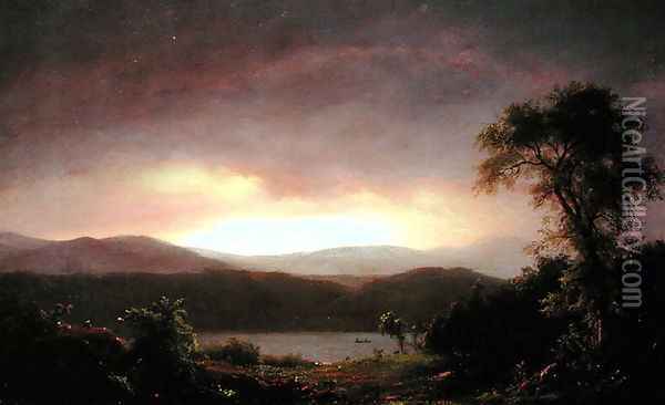 A Catskill Landscape, c.1858-60 Oil Painting - Frederic Edwin Church