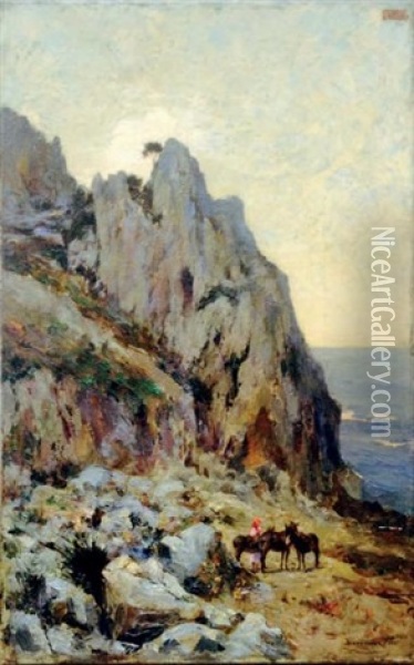 Les Rochers De Capri Oil Painting - Francois Schommer