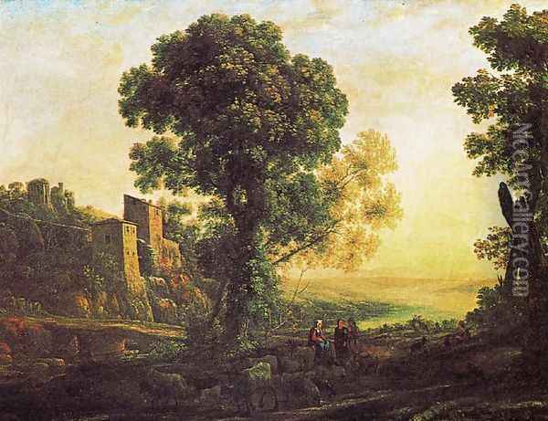 Landscape with pastors 2 Oil Painting - Claude Lorrain (Gellee)