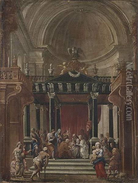 Circuncision De Jesus En El Templo Oil Painting - Francisco Gutierrez