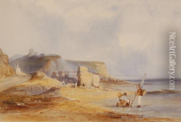 Watercolour,coastal View Towards Hastings, Signed With Initials, 7