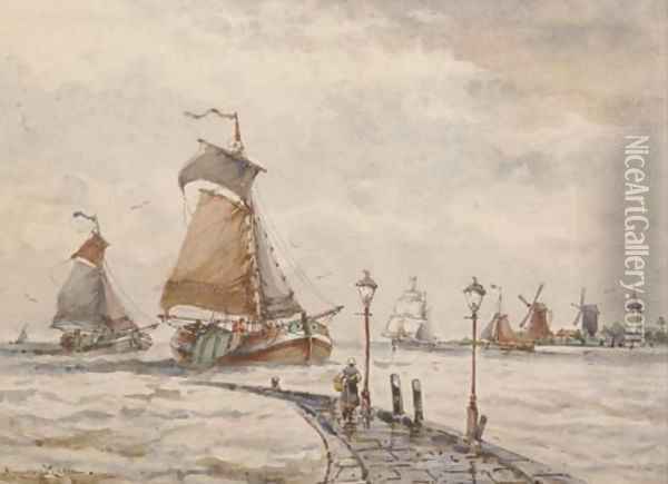 Returning to port Oil Painting - Auguste Henri Musin