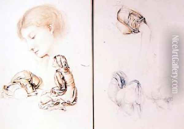 Six studies of female models two pages from one of the artists sketchbooks Oil Painting - Evelyn Pickering De Morgan