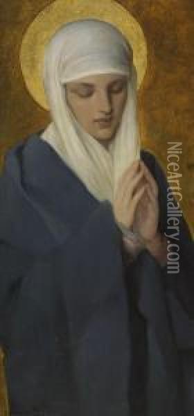 Madonna. Oil Painting - Vicente Palmaroli Y Gonzalez