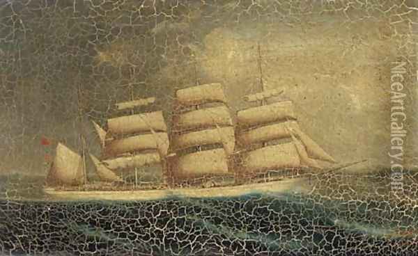 The four-masted barque, Milton Stuart at sea Oil Painting - Lai Fong