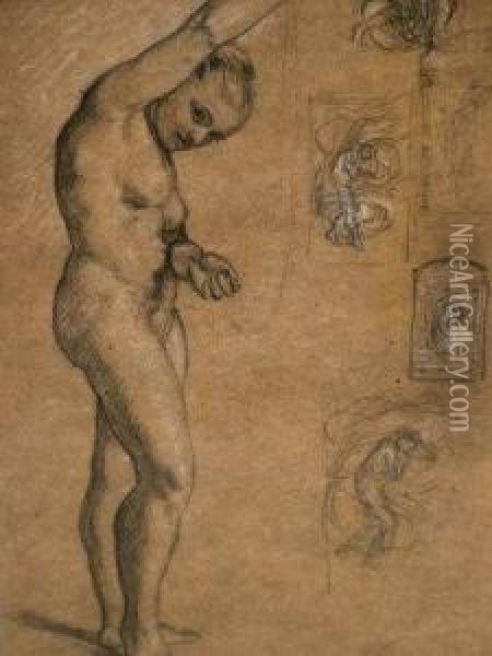 Nude Study With Designs Based On The Model Oil Painting - Sir Edward John Poynter
