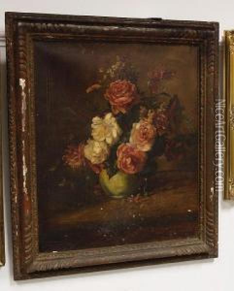 Still Life Of Flowers In A Vase Oil Painting - Willem Roelofs