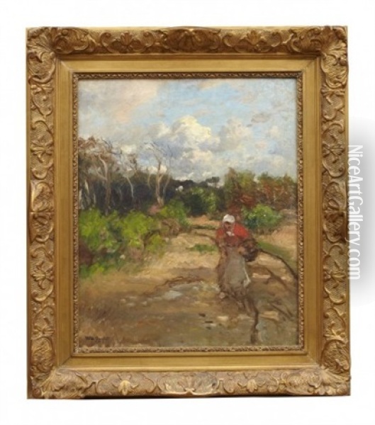 Kvinna Pa Vag Genom Landskap Oil Painting - Wilhelm von Gegerfelt