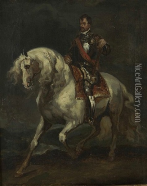 Portrait Equestre De Charles Quint Oil Painting - Eugene Delacroix