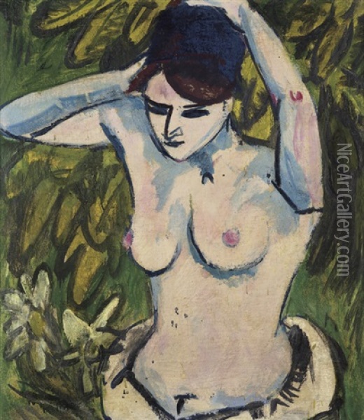 Halbakt Mit Erhobenen Armen Oil Painting - Ernst Ludwig Kirchner