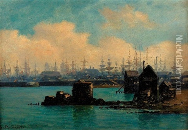 Hafenpartie In Frankreich Oil Painting - Louis Mennet
