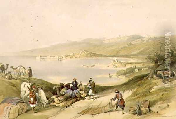 Sidon looking towards Lebanon, plate 75 from Volume II of The Holy Land, engraved by Louis Haghe 1806-85 pub. 1843 Oil Painting - David Roberts