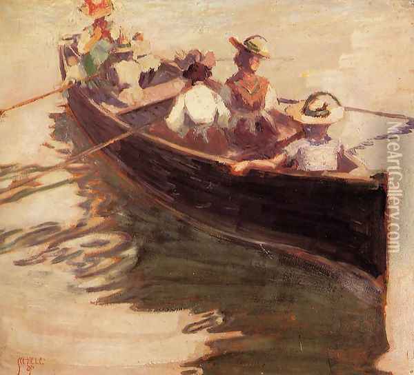 Boating Oil Painting - Egon Schiele