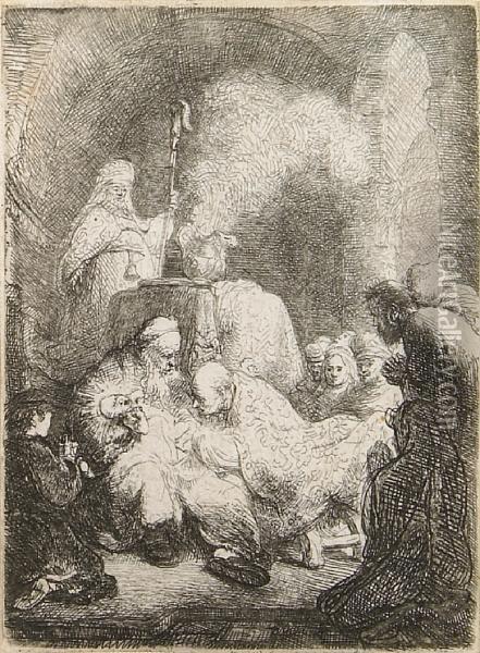 The Circumcision: Small Plate Oil Painting - Rembrandt Van Rijn