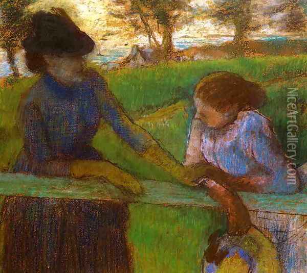 The Conversation Oil Painting - Edgar Degas