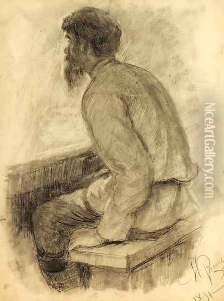 Portrait of a Man seated Oil Painting - Ilya Efimovich Efimovich Repin