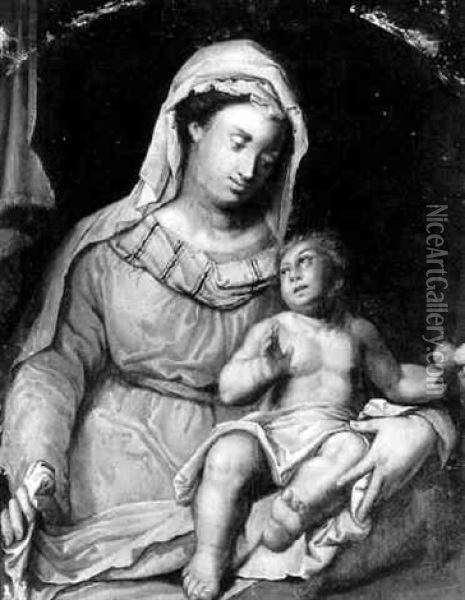La Vierge A L'enfant Oil Painting - Marten Pepyn