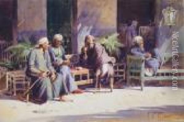 Corner Of An Arabic Cafe, Old Cairo Oil Painting - Carl Oscar Borg