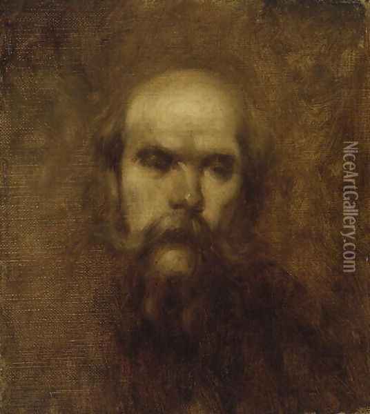 Paul Verlaine, c.1891 Oil Painting - Eugene Carriere