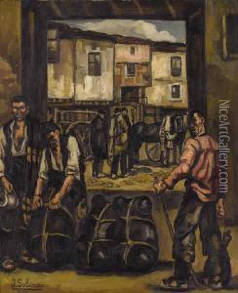 Los Trabajadores Oil Painting - Jose Gutierrez Solana