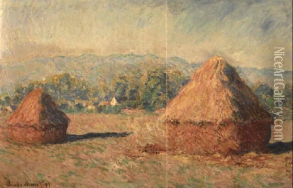 Les Meules Au Soleil, Effet Du Matin Oil Painting - Claude Monet
