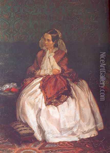 Portrait of Frau Maercker 1846-47 Oil Painting - Adolph von Menzel