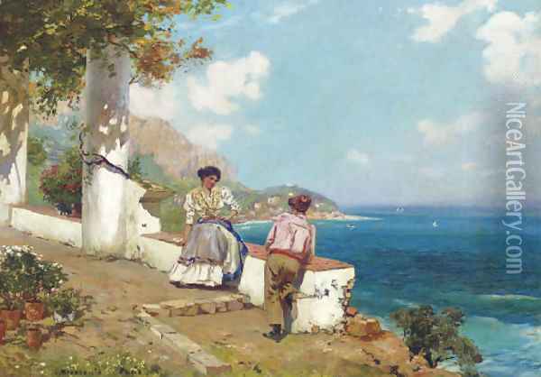 Courting Couple, Naples Oil Painting - Carlo Brancaccio