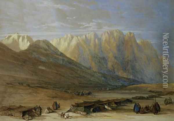 Encampment of the Tribe of the Outad-Said, Mount Sinai, 1839 Oil Painting - David Roberts