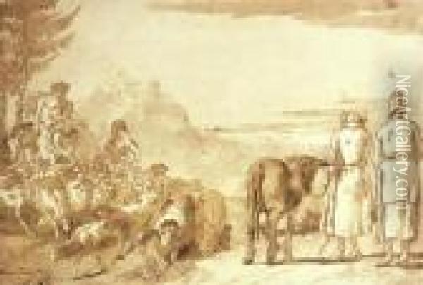 A Pastoral Scene Oil Painting - Giovanni Domenico Tiepolo