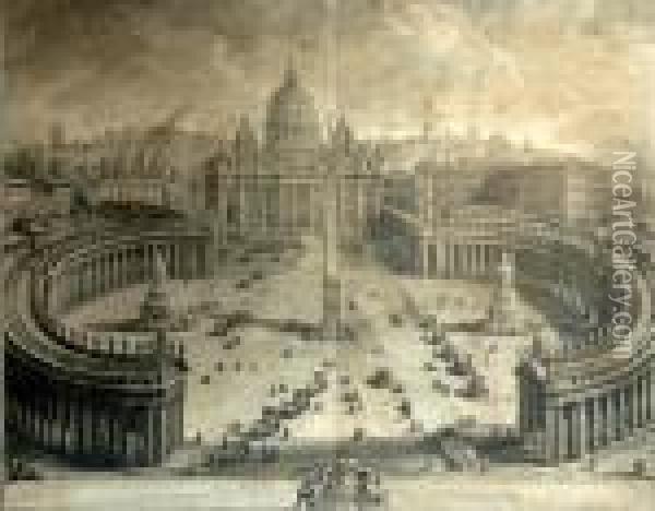 The Vatican, Engraving, 1774, 72x98cm Oil Painting - Giuseppe Vasi