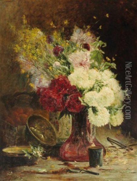 Le Bouquet Oil Painting - Charles Frederic Jung