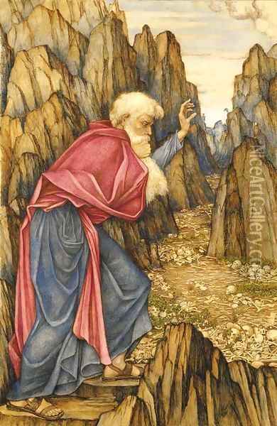 The Vision of Ezekiel The Valley of Dry Bones Oil Painting - John Roddam Spencer Stanhope