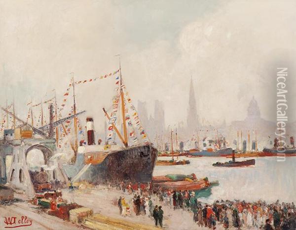 The Inner Harbour Of Rouen Oil Painting - William Jelley