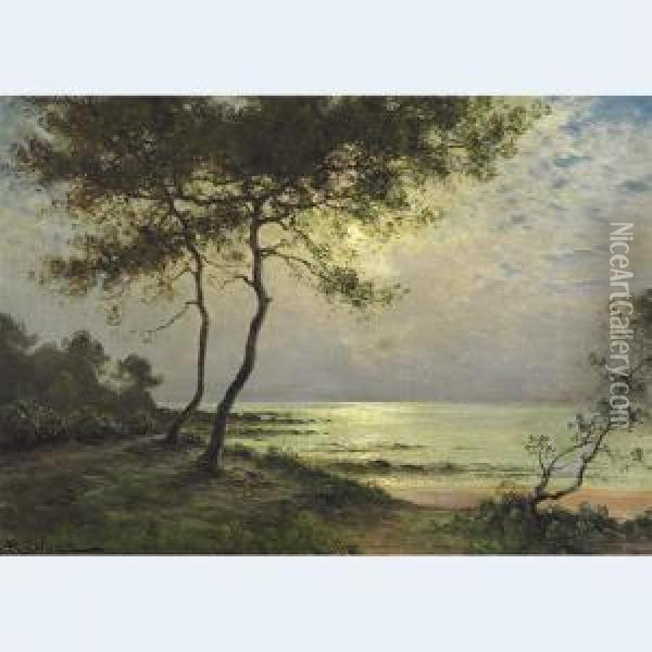 Coastal View At Dusk Oil Painting - Albert Gabriel Rigolot