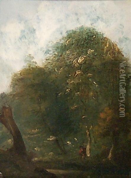 Wooded Landscape Oil Painting - Joseph Clover