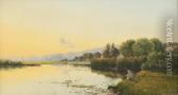 Der Angler Am See Oil Painting - Edwin H., Boddington Jnr.