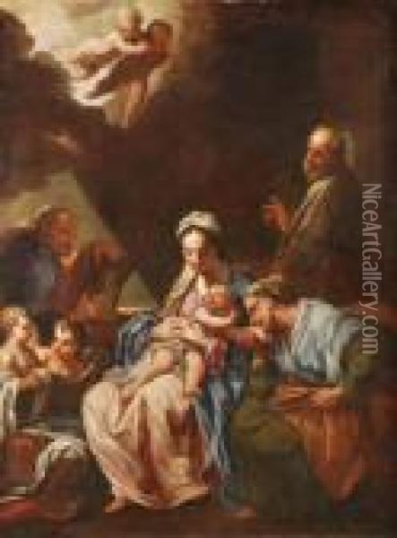 The Holyfamily With Saints Anne And Joachim Oil Painting - Paolo di Matteis