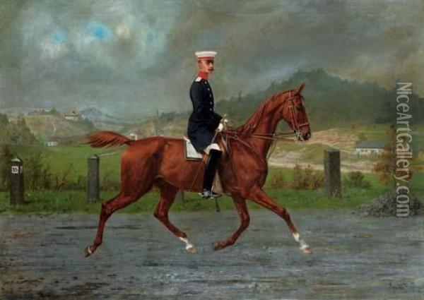 Friedrich Leopold, Prince Of Prussia, On Horseback Oil Painting - Conrad Freyberg