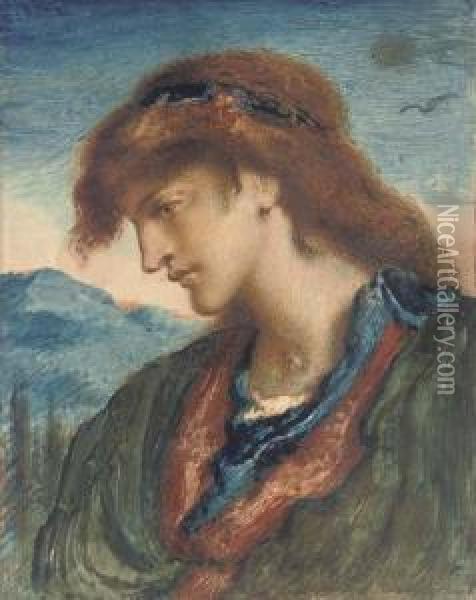 Head Of A Youth Oil Painting - Simeon Solomon