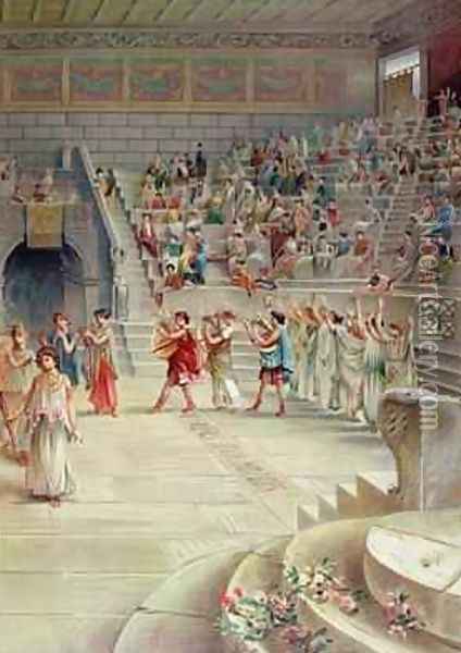 A Music Festival in Pompeii Oil Painting - Niccolini, Antonio